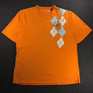 Enyce Clothing Co Mens XXL Orange Argyle Graphic T-Shirt Short Sleeve Cotton 2XL